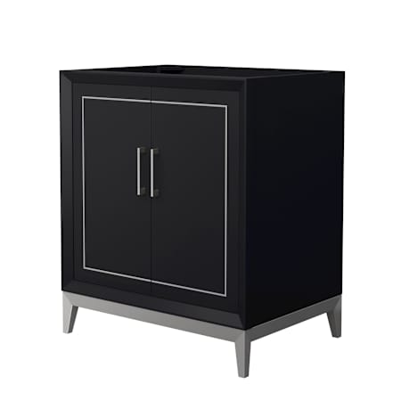 Wyndham Collection Marlena 30" Single Free Standing Vanity Cabinet Only - Less Vanity Top Black / Brushed Nickel Hardware