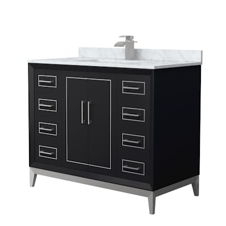 Wyndham Collection Marlena 42" Free Standing Single Basin Vanity Set with Cabinet and Marble Vanity Top Black / Brushed Nickel Hardware