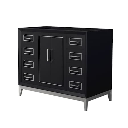 Wyndham Collection Marlena 42" Single Free Standing Vanity Cabinet Only - Less Vanity Top Black / Brushed Nickel Hardware