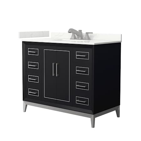 Wyndham Collection Marlena 42" Free Standing Single Basin Vanity Set with Cabinet and Quartz Vanity Top Black / Giotto Quartz Top / Brushed Nickel Hardware