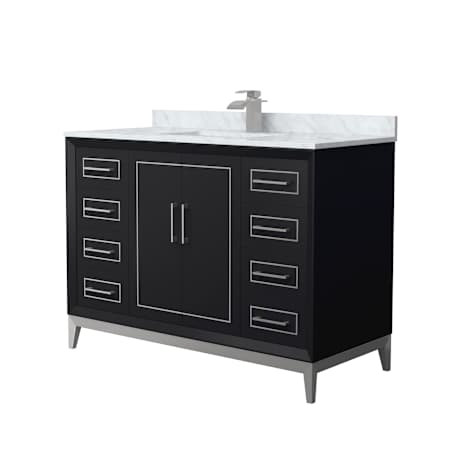 Wyndham Collection Marlena 48" Free Standing Single Basin Vanity Set with Cabinet and Marble Vanity Top Black / Brushed Nickel Hardware