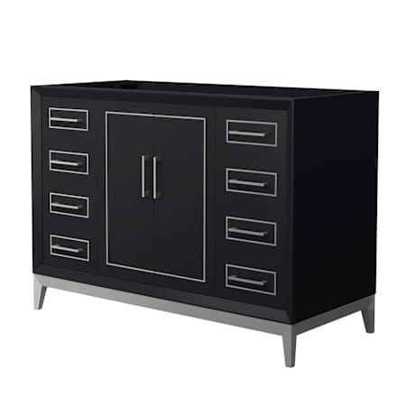 Wyndham Collection Marlena 48" Single Free Standing Vanity Cabinet Only - Less Vanity Top Black / Brushed Nickel Hardware