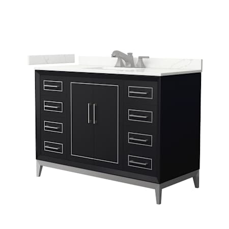 Wyndham Collection Marlena 48" Free Standing Single Basin Vanity Set with Cabinet and Quartz Vanity Top Black / Giotto Quartz Top / Brushed Nickel Hardware