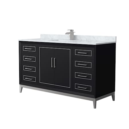 Wyndham Collection Marlena 60" Free Standing Single Basin Vanity Set with Cabinet and Marble Vanity Top Black / Brushed Nickel Hardware