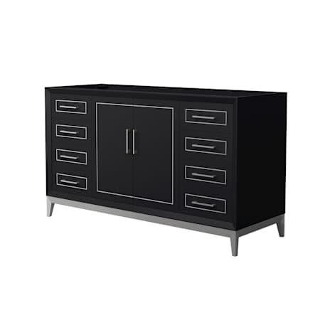 Wyndham Collection Marlena 60" Single Free Standing Vanity Cabinet Only - Less Vanity Top Black / Brushed Nickel Hardware