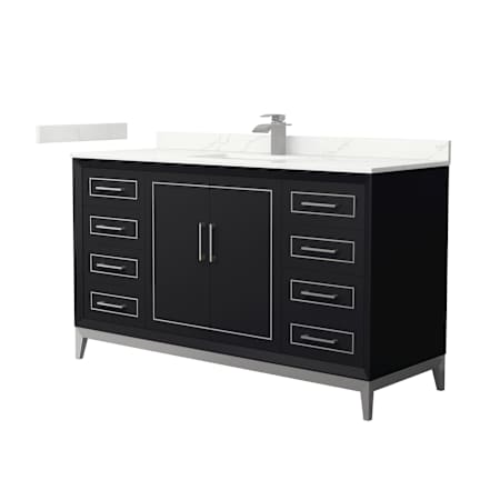 Wyndham Collection Marlena 60" Free Standing Single Basin Vanity Set with Cabinet and Quartz Vanity Top Black / Giotto Quartz Top / Brushed Nickel Hardware