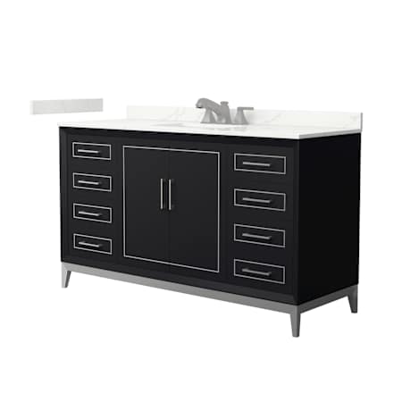 Wyndham Collection Marlena 60" Free Standing Single Basin Vanity Set with Cabinet and Quartz Vanity Top Black / Giotto Quartz Top / Brushed Nickel Hardware