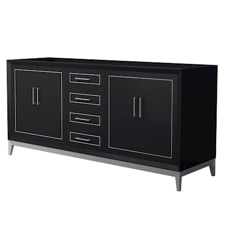Wyndham Collection Marlena 72" Double Free Standing Vanity Cabinet Only - Less Vanity Top Black / Brushed Nickel Hardware