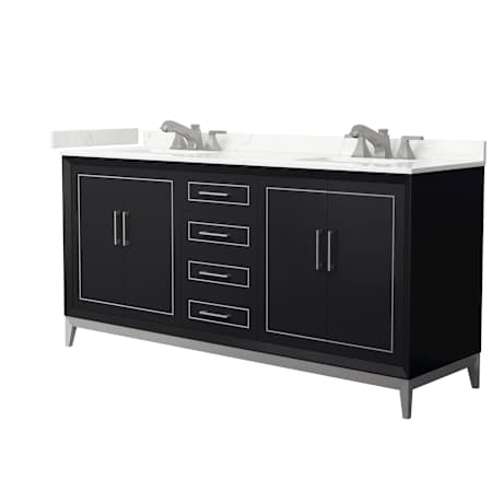 Wyndham Collection Marlena 72" Free Standing Double Basin Vanity Set with Cabinet and Quartz Vanity Top Black / Giotto Quartz Top / Brushed Nickel Hardware