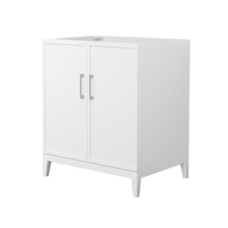 Wyndham Collection Elan 29" Single Free Standing Vanity Cabinet Only - Less Vanity Top White / Brushed Nickel Hardware