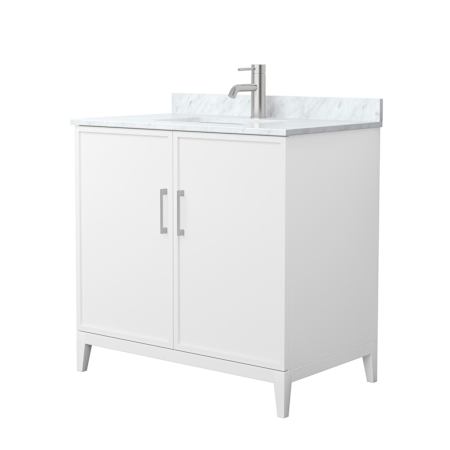 Wyndham Collection Elan 36" Free Standing Single Basin Vanity Set with Cabinet and Marble Vanity Top White / Brushed Nickel Hardware
