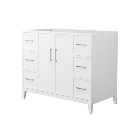 Wyndham Collection Elan 42" Single Free Standing Vanity Cabinet Only - Less Vanity Top White / Brushed Nickel Hardware