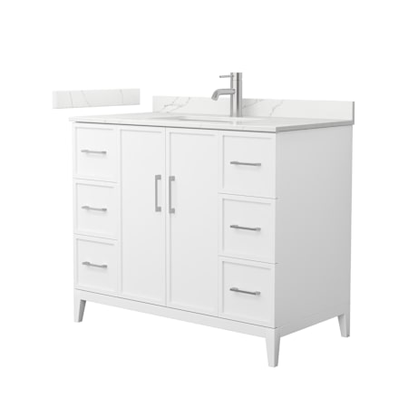 Wyndham Collection Elan 42" Free Standing Single Basin Vanity Set with Cabinet and Quartz Vanity Top White / Giotto Quartz Top / Brushed Nickel Hardware