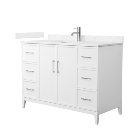 Wyndham Collection Elan 48" Free Standing Single Basin Vanity Set with Cabinet and Cultured Marble Vanity Top White / Carrara Cultured Marble Top / Brushed Nickel Hardware