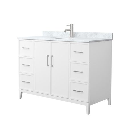 Wyndham Collection Elan 48" Free Standing Single Basin Vanity Set with Cabinet and Marble Vanity Top White / Brushed Nickel Hardware