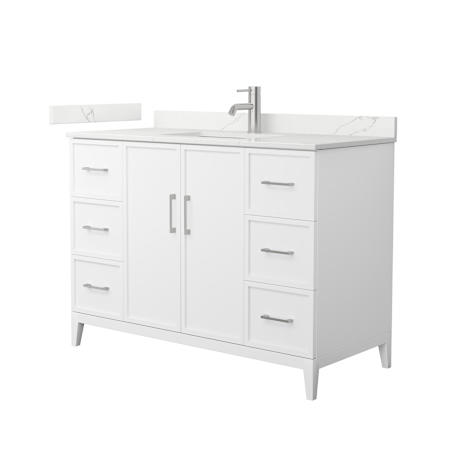 Wyndham Collection Elan 48" Free Standing Single Basin Vanity Set with Cabinet and Quartz Vanity Top White / Giotto Quartz Top / Brushed Nickel Hardware