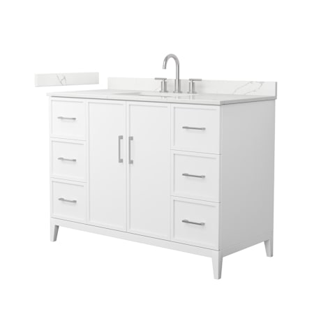 Wyndham Collection Elan 48" Free Standing Single Basin Vanity Set with Cabinet and Quartz Vanity Top White / Giotto Quartz Top / Brushed Nickel Hardware