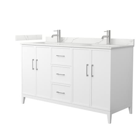 Wyndham Collection Elan 60" Free Standing Double Basin Vanity Set with Cabinet and Quartz Vanity Top White / Giotto Quartz Top / Brushed Nickel Hardware