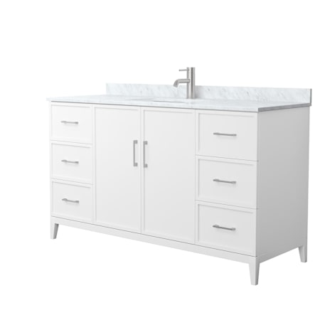 Wyndham Collection Elan 60" Free Standing Single Basin Vanity Set with Cabinet and Marble Vanity Top White / Brushed Nickel Hardware