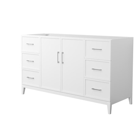 Wyndham Collection Elan 59" Single Free Standing Vanity Cabinet Only - Less Vanity Top White / Brushed Nickel Hardware