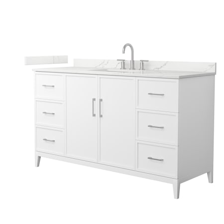 Wyndham Collection Elan 60" Free Standing Single Basin Vanity Set with Cabinet and Quartz Vanity Top White / Giotto Quartz Top / Brushed Nickel Hardware