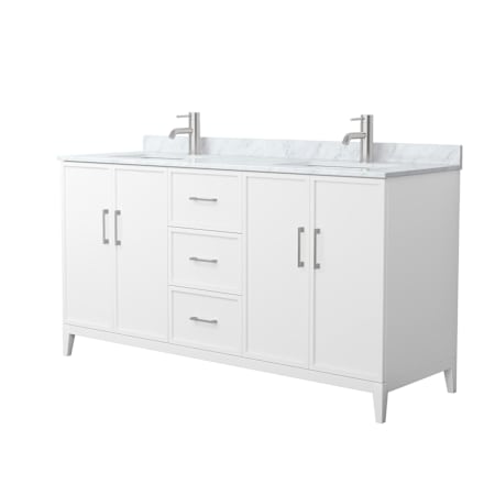 Wyndham Collection Elan 66" Free Standing Double Basin Vanity Set with Cabinet and Marble Vanity Top White / Brushed Nickel Hardware