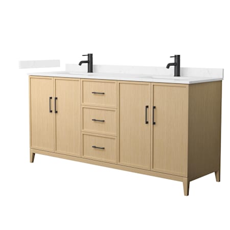 Wyndham Collection Elan 72" Free Standing Double Basin Vanity Set with Cabinet and Cultured Marble Vanity Top White Oak / Carrara Cultured Marble Top / Matte Black Hardware