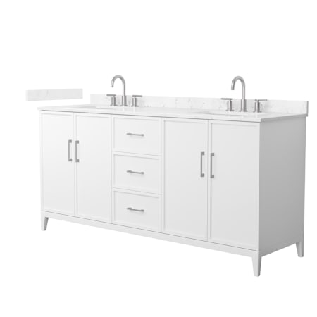 Wyndham Collection Elan 72" Free Standing Double Basin Vanity Set with Cabinet and Cultured Marble Vanity Top for Widespread Faucets White / Carrara Cultured Marble Top / Brushed Nickel Hardware