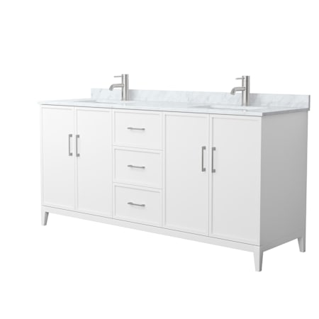 Wyndham Collection Elan 72" Free Standing Double Basin Vanity Set with Cabinet and Marble Vanity Top White / Brushed Nickel Hardware