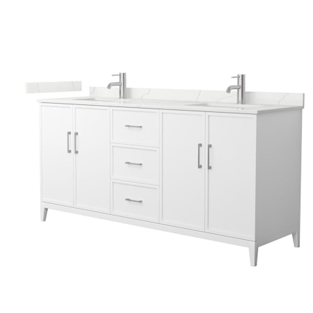 Wyndham Collection Elan 72" Free Standing Double Basin Vanity Set with Cabinet and Quartz Vanity Top White / Giotto Quartz Top / Brushed Nickel Hardware