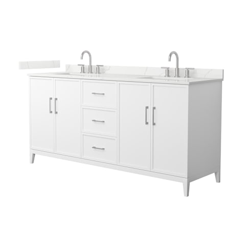 Wyndham Collection Elan 72" Free Standing Double Basin Vanity Set with Cabinet and Quartz Vanity Top White / Giotto Quartz Top / Brushed Nickel Hardware