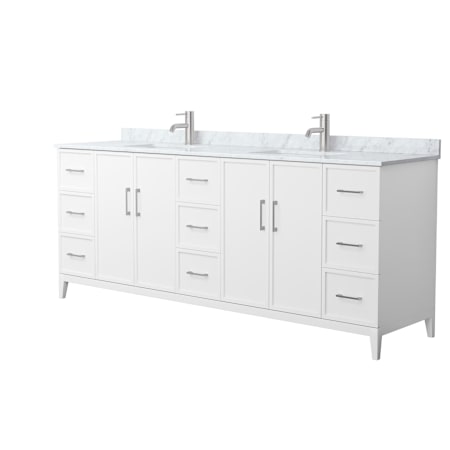 Wyndham Collection Elan 84" Free Standing Double Basin Vanity Set with Cabinet and Marble Vanity Top White / Brushed Nickel Hardware
