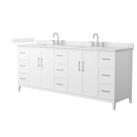 Wyndham Collection Elan 84" Free Standing Double Basin Vanity Set with Cabinet and Quartz Vanity Top White / Giotto Quartz Top / Brushed Nickel Hardware