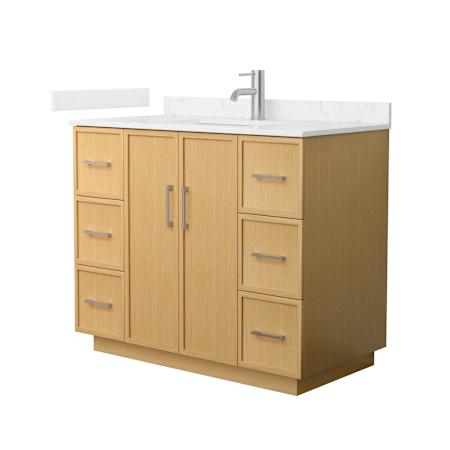 Wyndham Collection Elan TK 42" Free Standing Single Basin Vanity Set with Cabinet and Cultured Marble Vanity Top Light Oak / Carrara Cultured Marble Top / Brushed Nickel Hardware