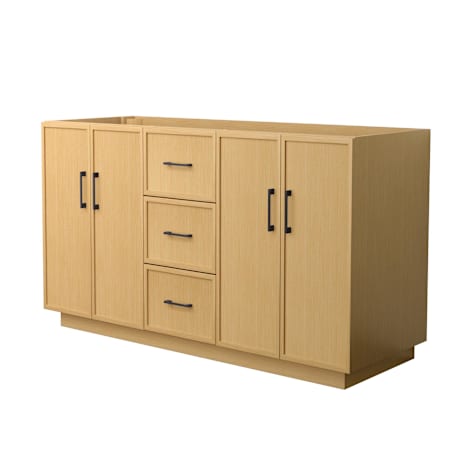 Wyndham Collection Elan TK 60" Double Free Standing Vanity Cabinet Only - Less Vanity Top Light Oak / Matte Black Hardware