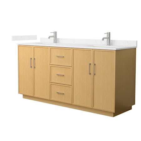 Wyndham Collection Elan TK 72" Free Standing Double Basin Vanity Set with Cabinet and Cultured Marble Vanity Top Light Oak / Carrara Cultured Marble Top / Brushed Nickel Hardware