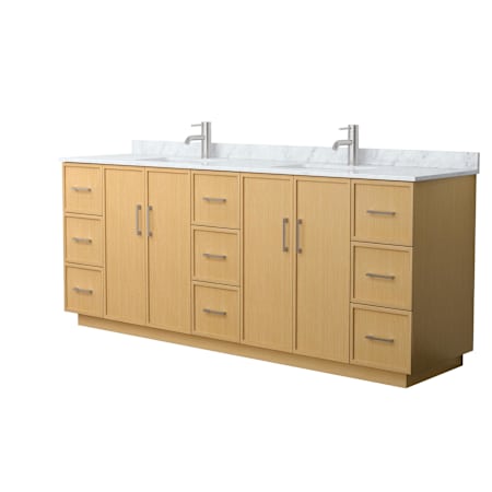 Wyndham Collection Elan TK 84" Free Standing Double Basin Vanity Set with Cabinet and Marble Vanity Top Light Oak / Brushed Nickel Hardware