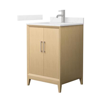 Wyndham Collection Janna 24" Free Standing Single Basin Vanity Set with Cabinet and Cultured Marble Vanity Top White Oak / Carrara Cultured Marble Top / Brushed Nickel Hardware