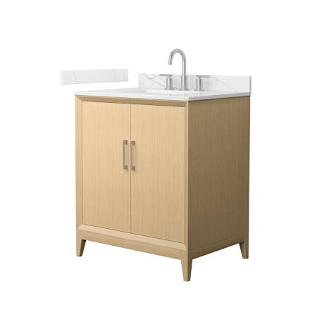 Wyndham Collection Janna 30" Free Standing Single Basin Vanity Set with Cabinet and Quartz Vanity Top White Oak / Giotto Quartz Top / Brushed Nickel Hardware