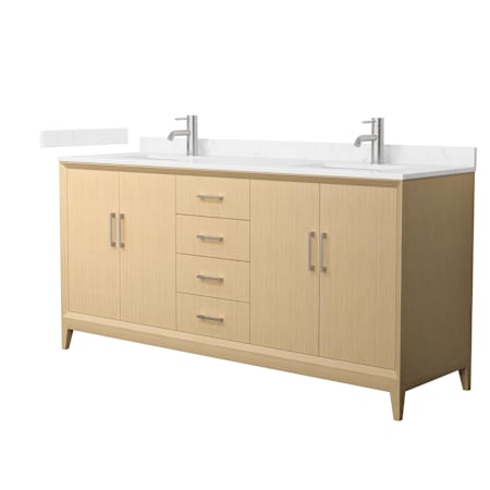 Wyndham Collection Janna 72" Free Standing Double Basin Vanity Set with Cabinet and Cultured Marble Vanity Top White Oak / Carrara Cultured Marble Top / Brushed Nickel Hardware