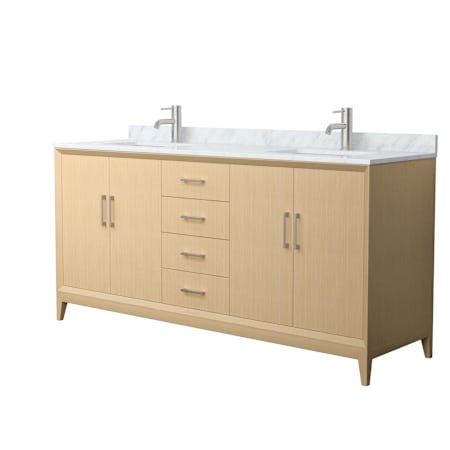 Wyndham Collection Janna 72" Free Standing Double Basin Vanity Set with Cabinet and Marble Vanity Top White Oak / Brushed Nickel Hardware