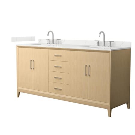 Wyndham Collection Janna 72" Free Standing Double Basin Vanity Set with Cabinet and Quartz Vanity Top White Oak / Giotto Quartz Top / Brushed Nickel Hardware