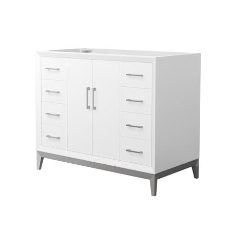 Wyndham Collection Amici 42" Single Free Standing Vanity Cabinet Only - Less Vanity Top White / Brushed Nickel Hardware