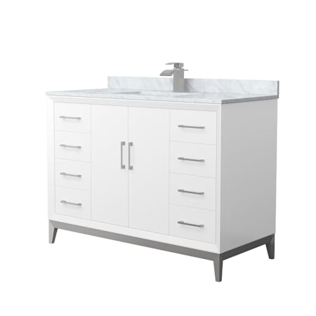 Wyndham Collection Amici 48" Free Standing Single Basin Vanity Set with Cabinet and Marble Vanity Top White / Brushed Nickel Hardware
