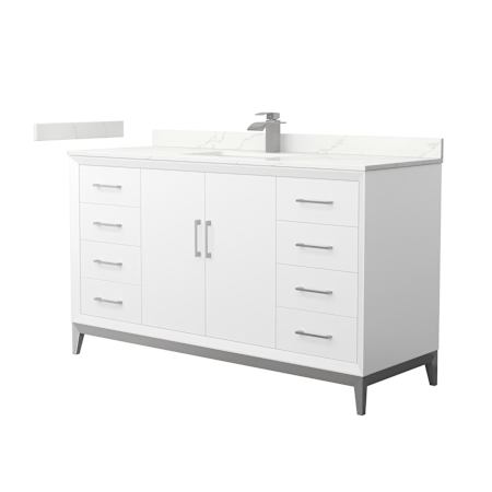 Wyndham Collection Amici 60" Free Standing Single Basin Vanity Set with Cabinet and Quartz Vanity Top White / Giotto Quartz Top / Brushed Nickel Hardware