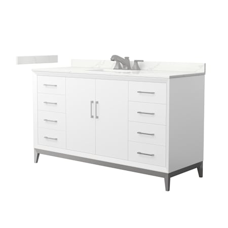 Wyndham Collection Amici 60" Free Standing Single Basin Vanity Set with Cabinet and Quartz Vanity Top White / Giotto Quartz Top / Brushed Nickel Hardware