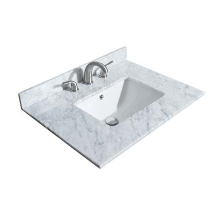 Wyndham Collection 30" Marble Vanity Top with Backsplash and Rectangular Sink White Carrara Marble