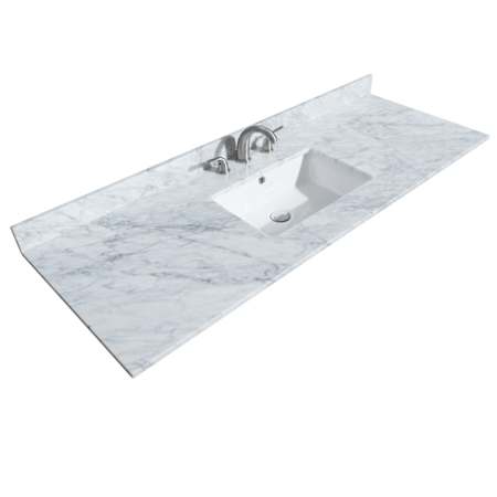 Wyndham Collection 60" Marble Vanity Top with Backsplash White Carrara Marble