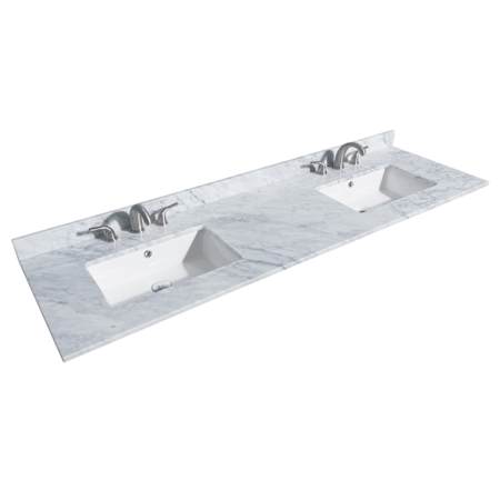 Wyndham Collection 72" Marble Vanity Top with Backsplash White Carrara Marble