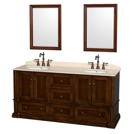 Full Vanity View with Ivory Marble Top, Undermount Sinks, and 24" Mirrors